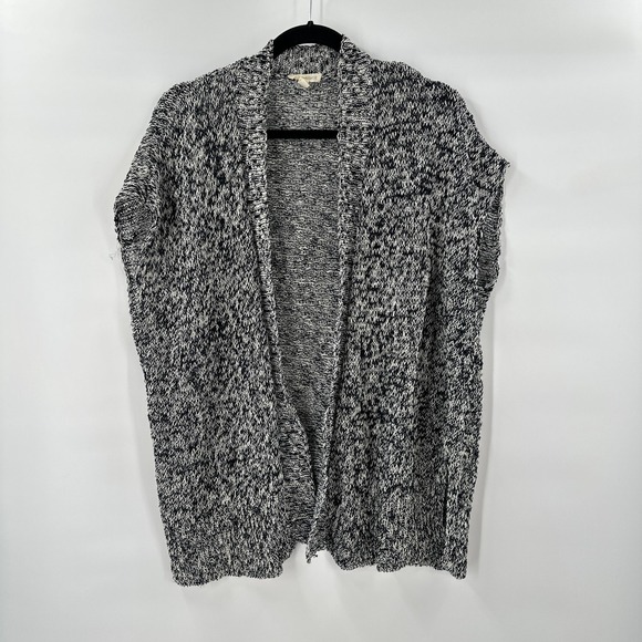 Eileen Fisher Sweaters - Eileen‎ Fisher Cardigan Vest Large Black White Knit Linen Blend Lagenlook *